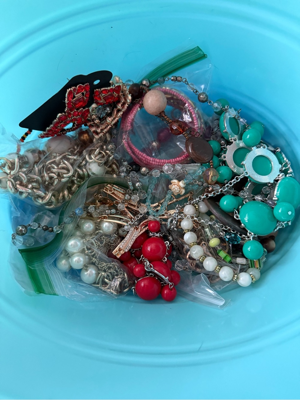 Mixed Women’s Jewelry Lot - Red, Turquoise & Pearl Accents